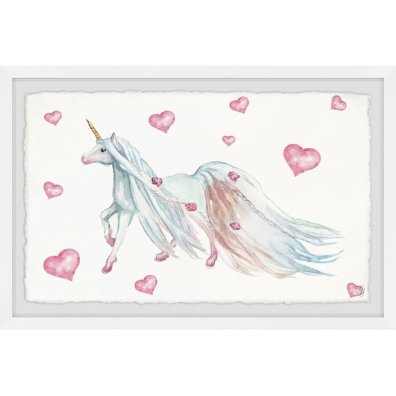 Marmont Hill Long-Haired Unicorn Framed Wall Art, 12.00" x 1.50"