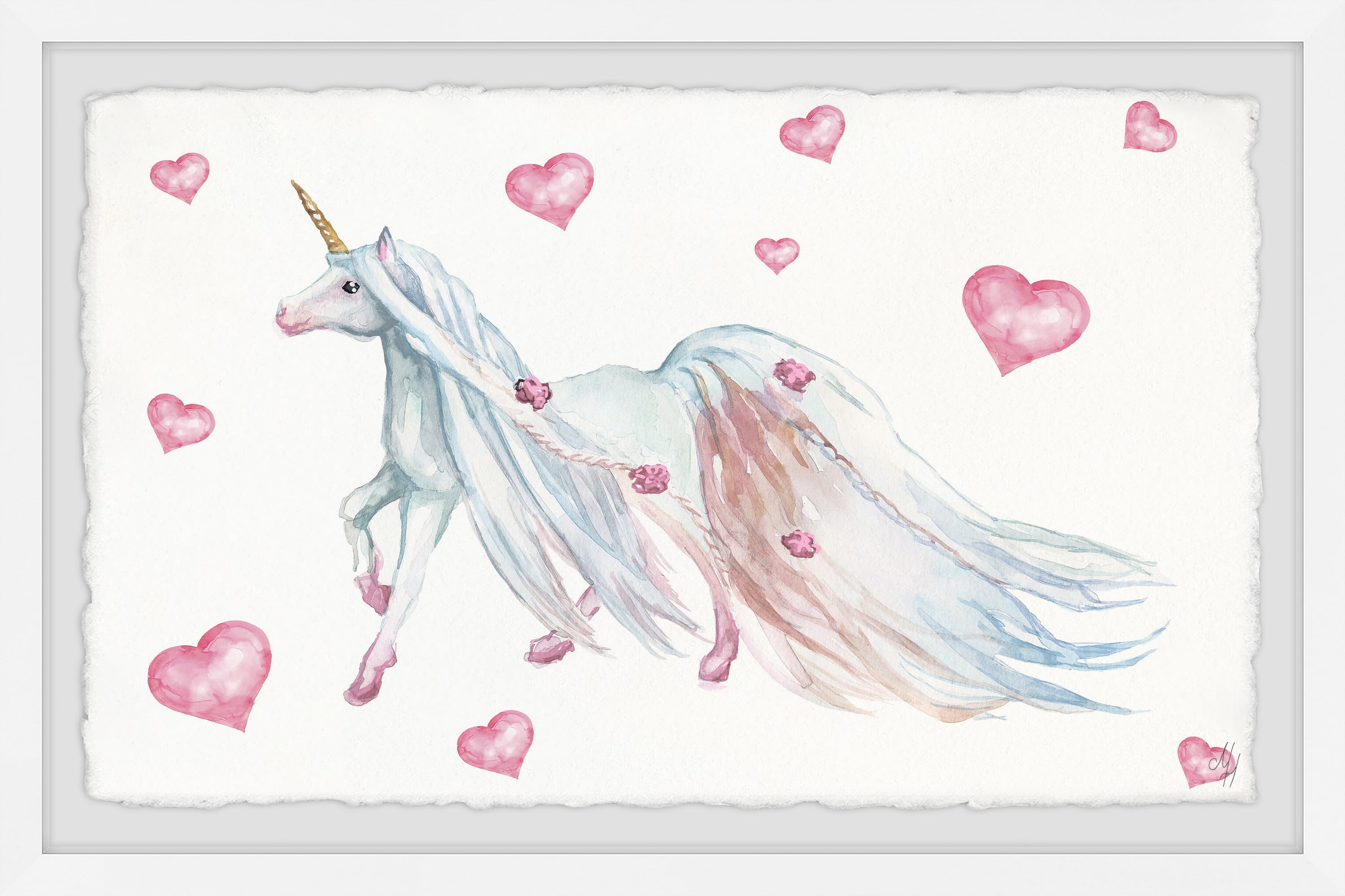 Marmont Hill Long-haired Unicorn Framed Wall Art