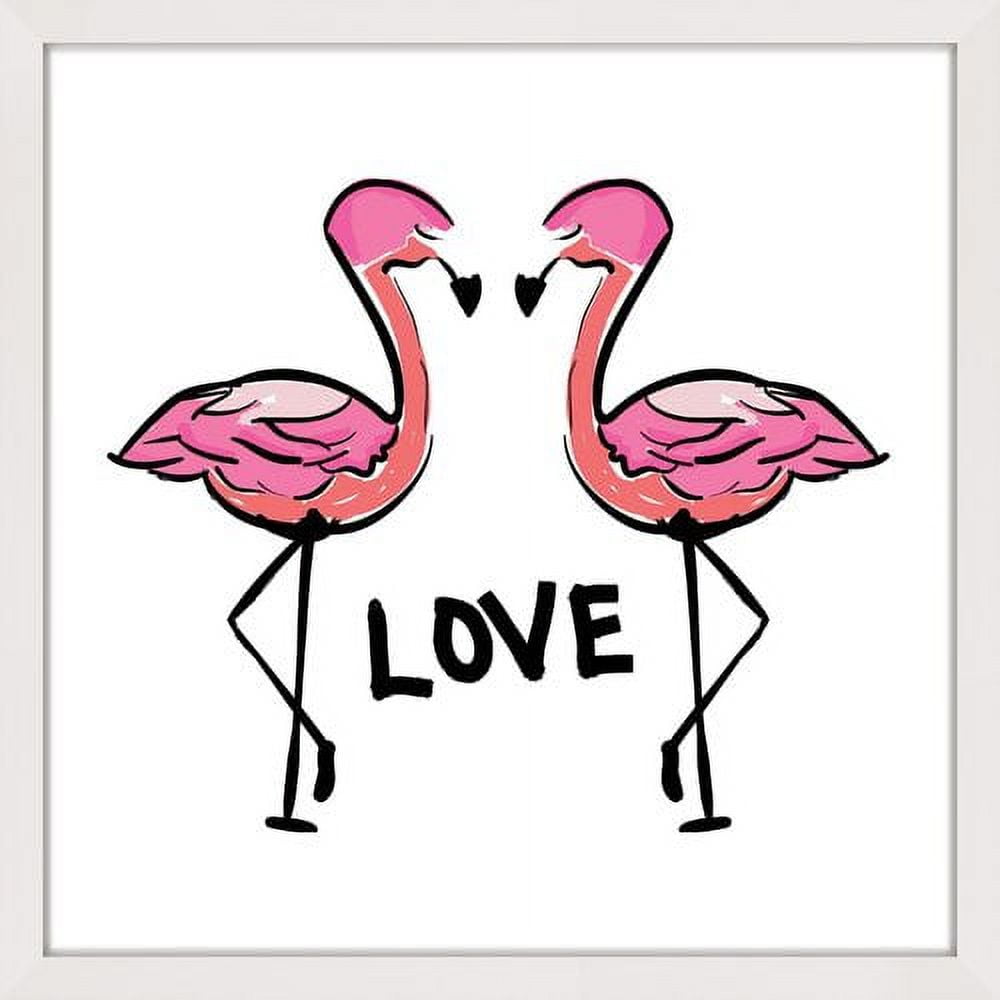Marmont Hill "Love Flamingos" by Shayna Pitch Framed Painting Print