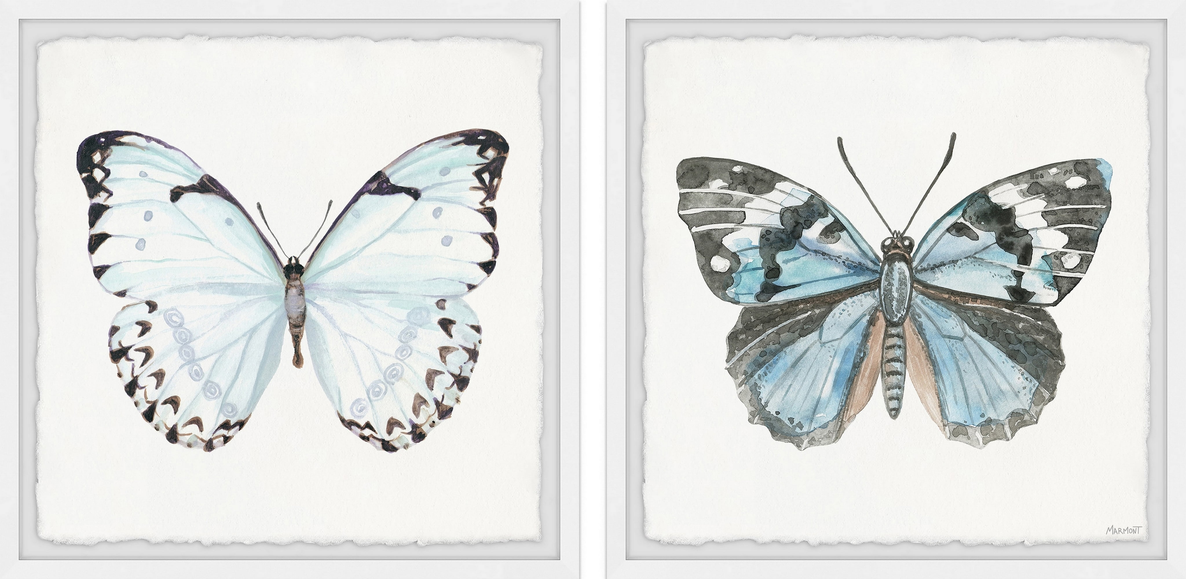 Marmont Hill Lovely Blue Butterflies Diptych, 18" x 36"