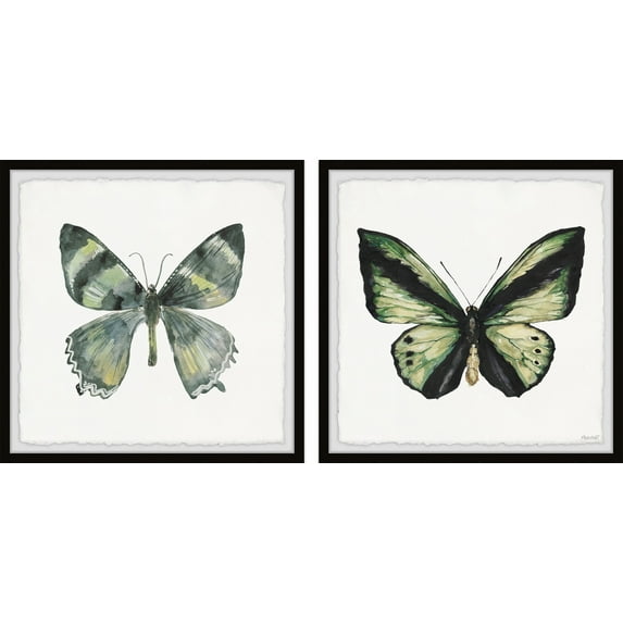 Marmont Hill Lovely Green Butterflies Diptych, 32" x 64"