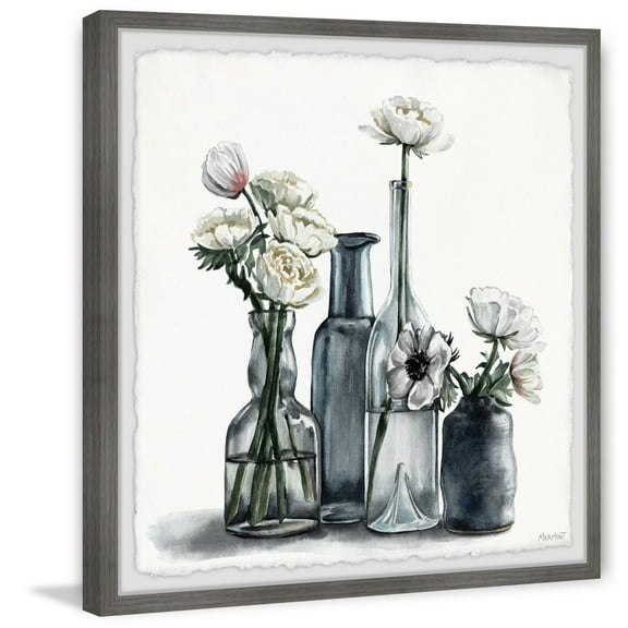 Marmont Hill Lovely White Flowers Framed Painting Print