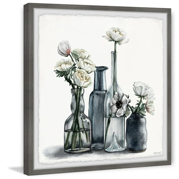 Marmont Hill Lovely White Flowers Framed Painting Print