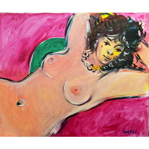 Marmont Hill "Luette with Arms Overhead" by Wayne Ensrud Painting Print on Wrapped Canvas