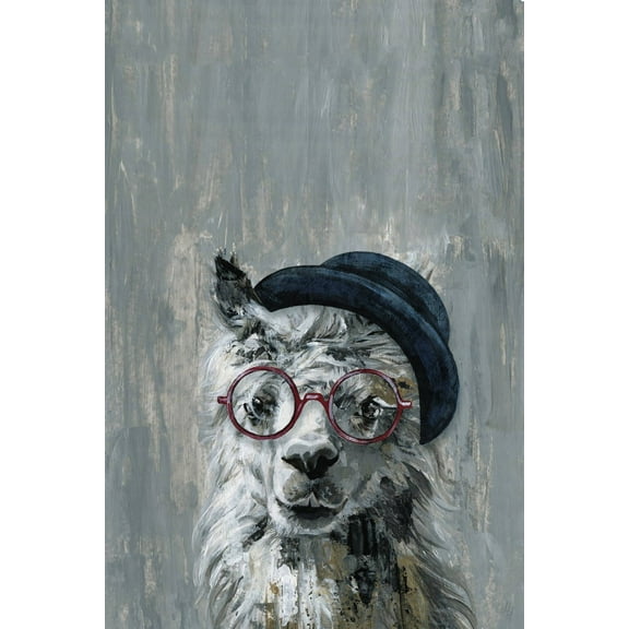 Marmont Hill Mad Hatter Llama Canvas Wall Art