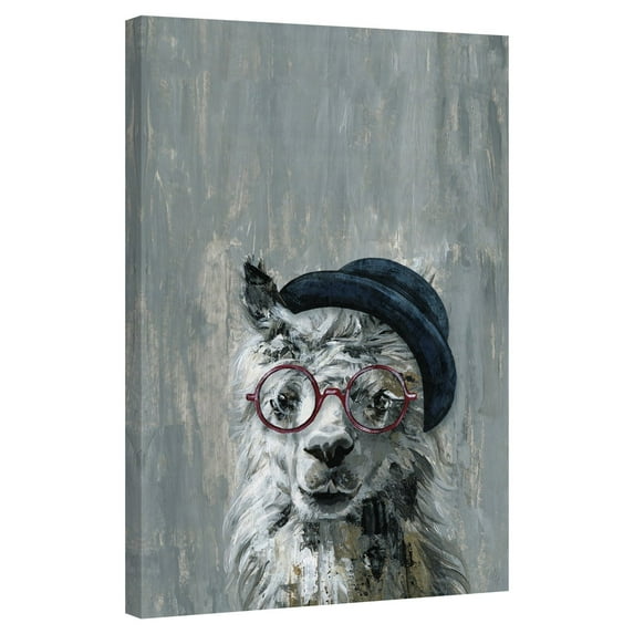 Marmont Hill Mad Hatter Llama Canvas Wall Art