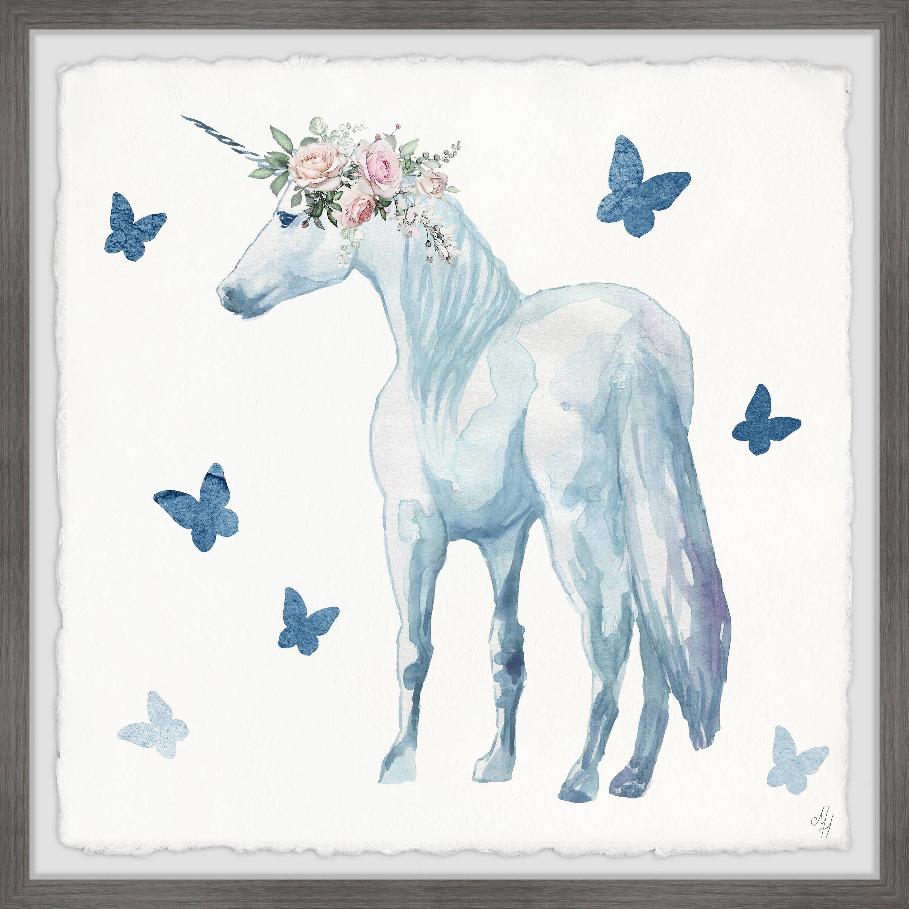 Marmont Hill Magical White Unicorn Framed Wall Art