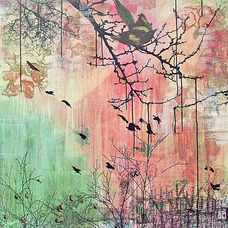 Marmont Hill "Magpie and Persim" by Tracy Silva Barbosa Painting Print on Canvas