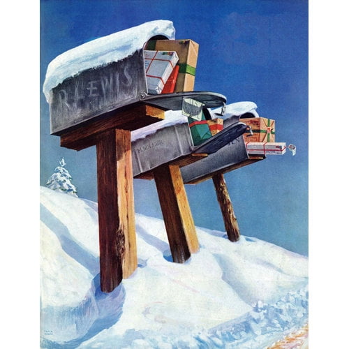 Marmont Hill "Mailboxes in Snow" by Miriam Tana Hoban Painting Print on Canvas