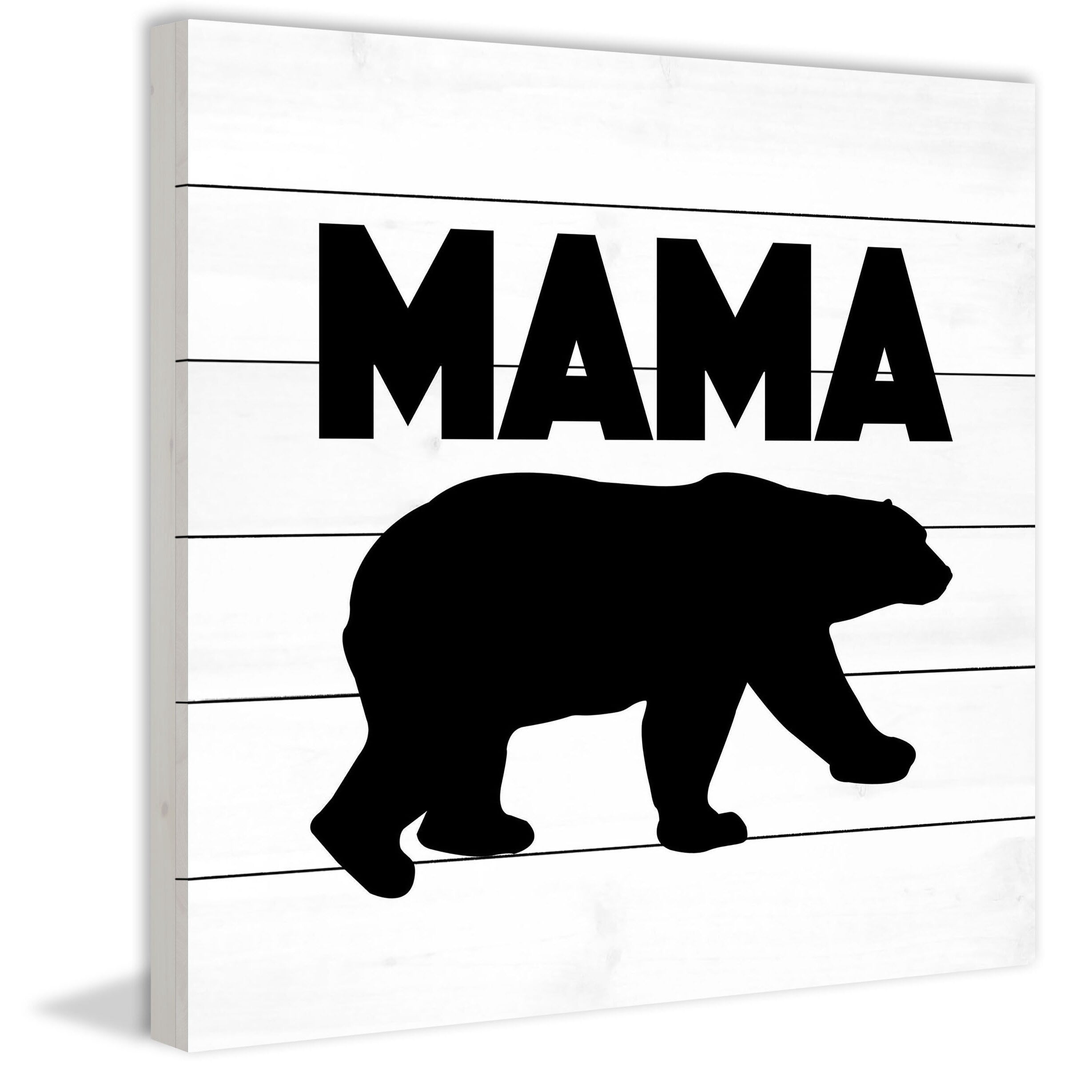 Marmont Hill "Mama Bear Black" By Diana Alcala Painting Art Print On White Wood, 40.0" x 1.5"