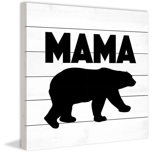 MARMONT HILL  - 'Mama Bear Black' by Diana Alcala Painting Print on White Wood - Multi-Color 18 x 18