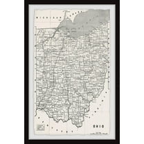 Marmont Hill Map of Ohio Counties Framed Wall Art, 1.50" x 8.00"