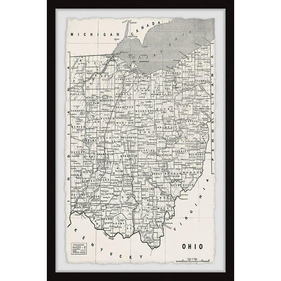 Marmont Hill Map of Ohio Counties Framed Wall Art, 1.50" x 8.00"