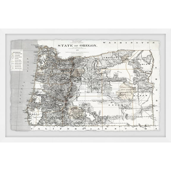 Marmont Hill Map of the State of Oregon Framed Wall Art