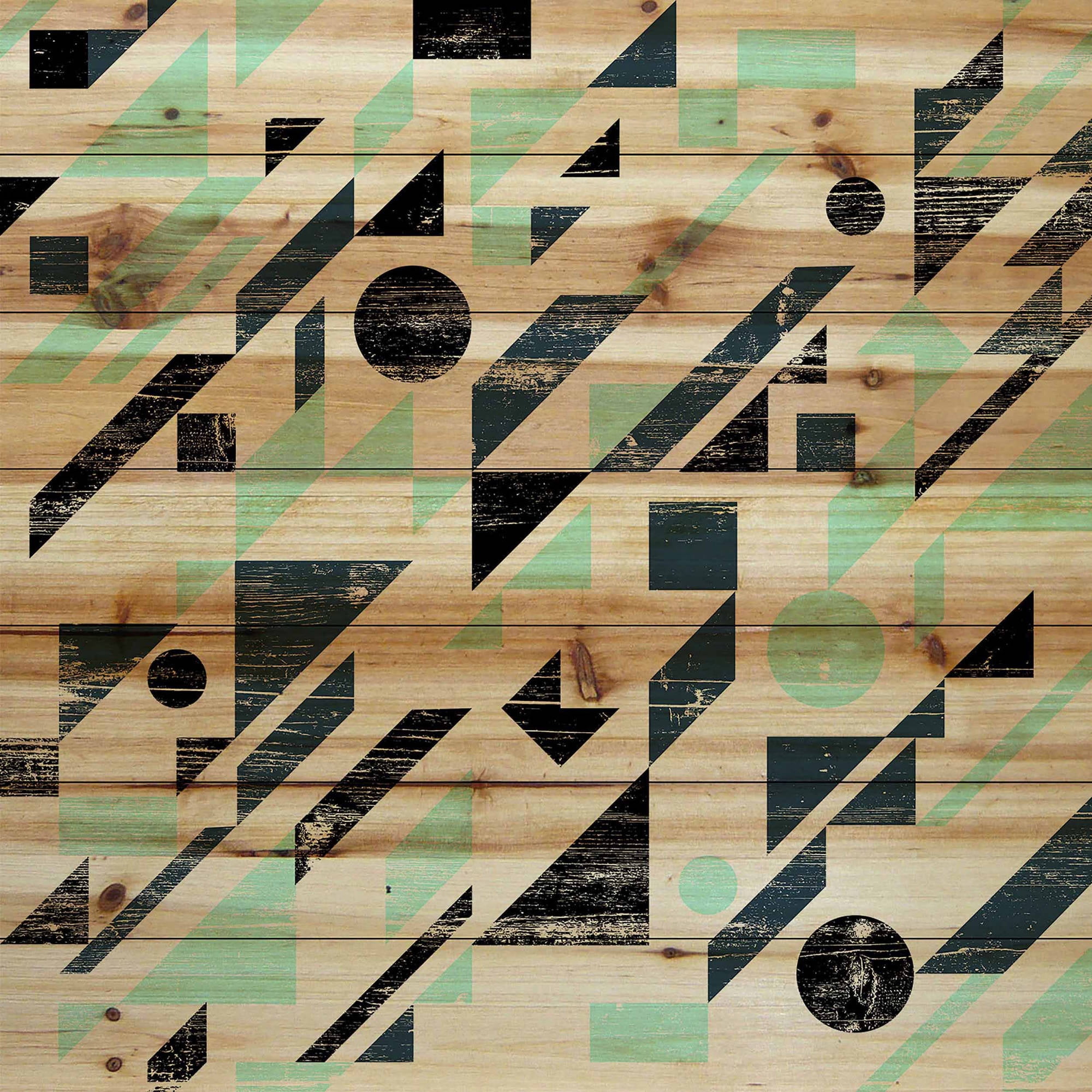Marmont Hill - "Maze To Circles" Painting Art Print On Natural Pine Wood, 24.0" x 1.5"
