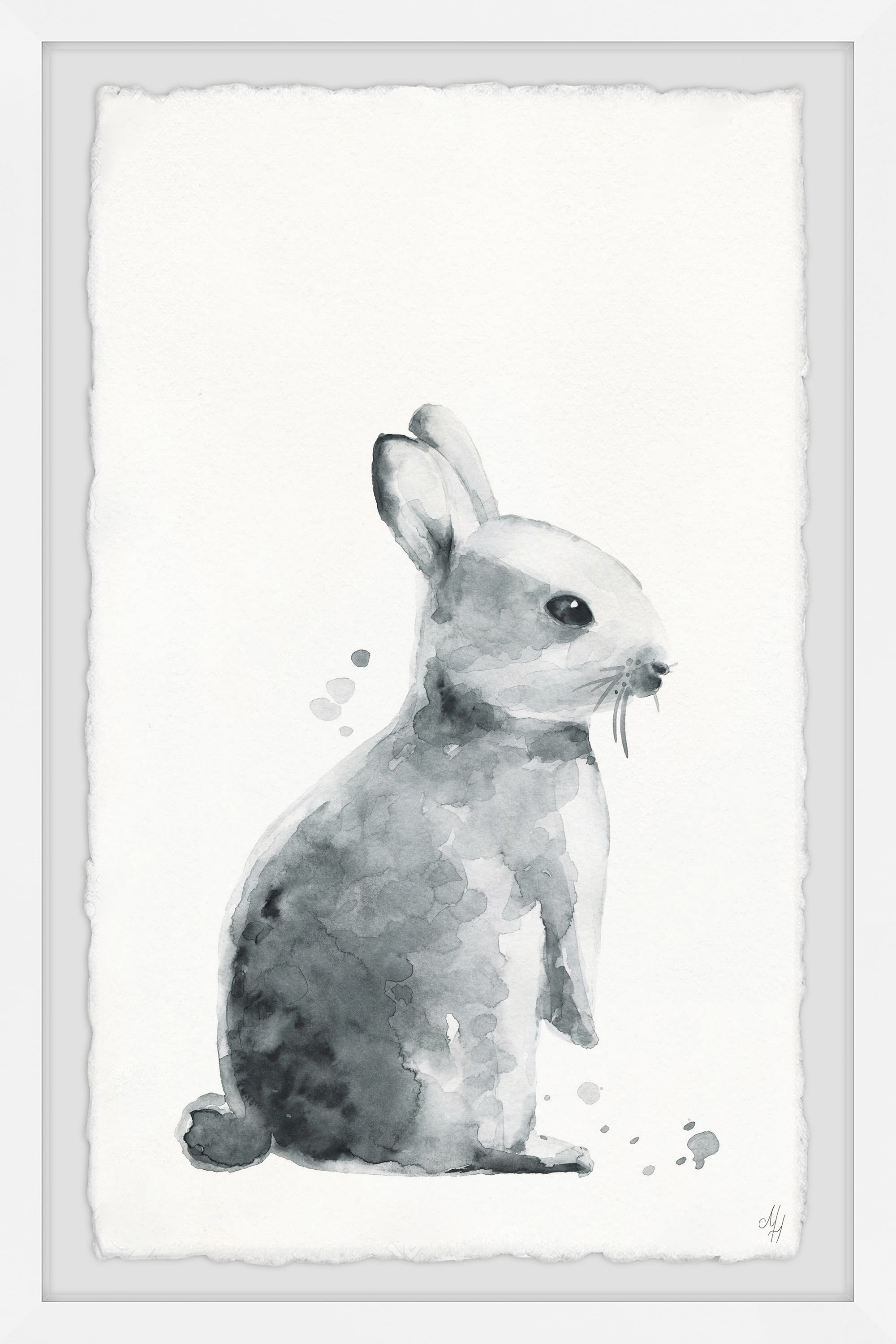 Marmont Hill Melancholy Bunny Framed Wall Art, 16.00" x 1.50"
