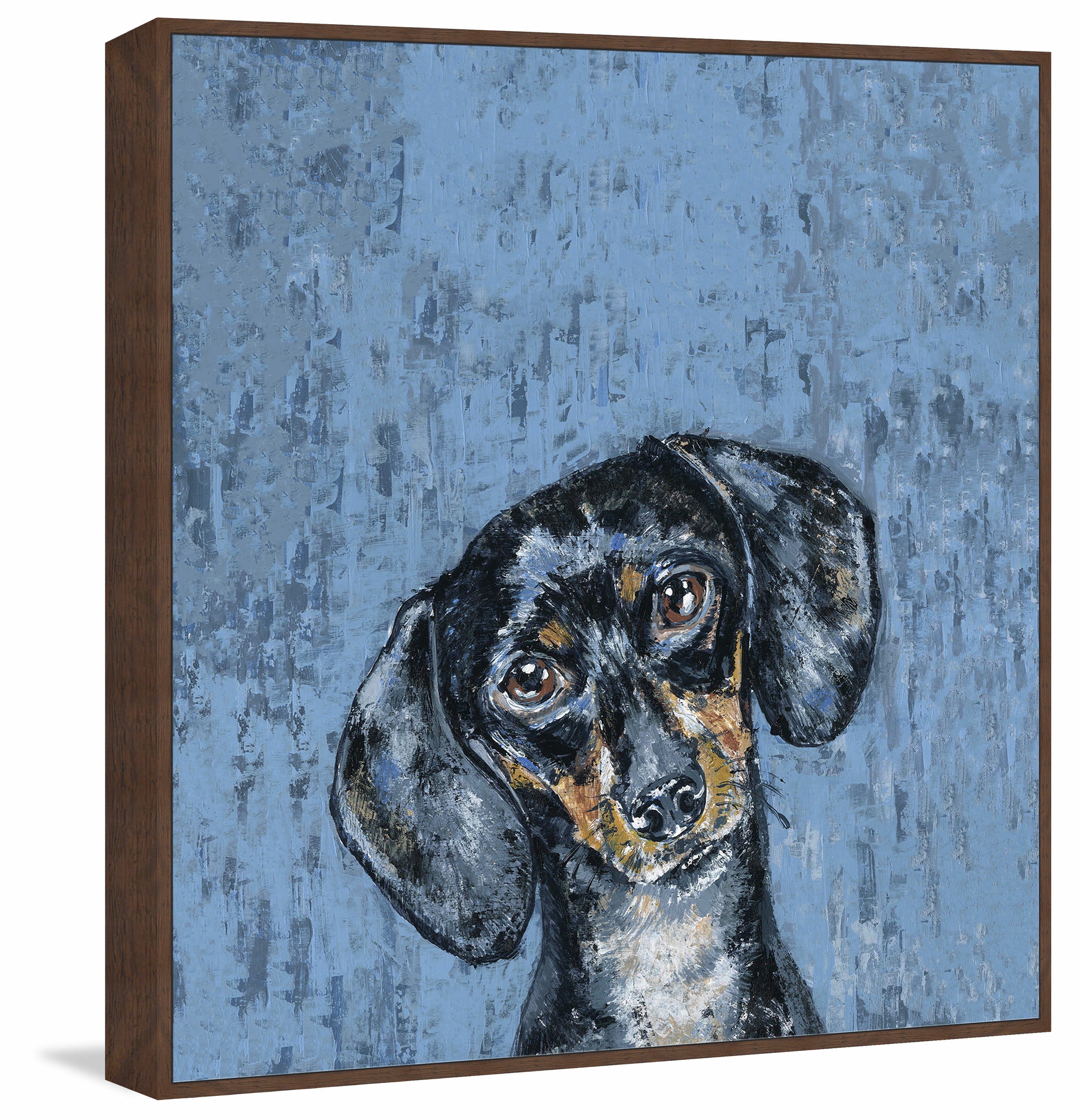 Marmont Hill "Melancholy Dog" Floater Framed Painting Print on Canvas