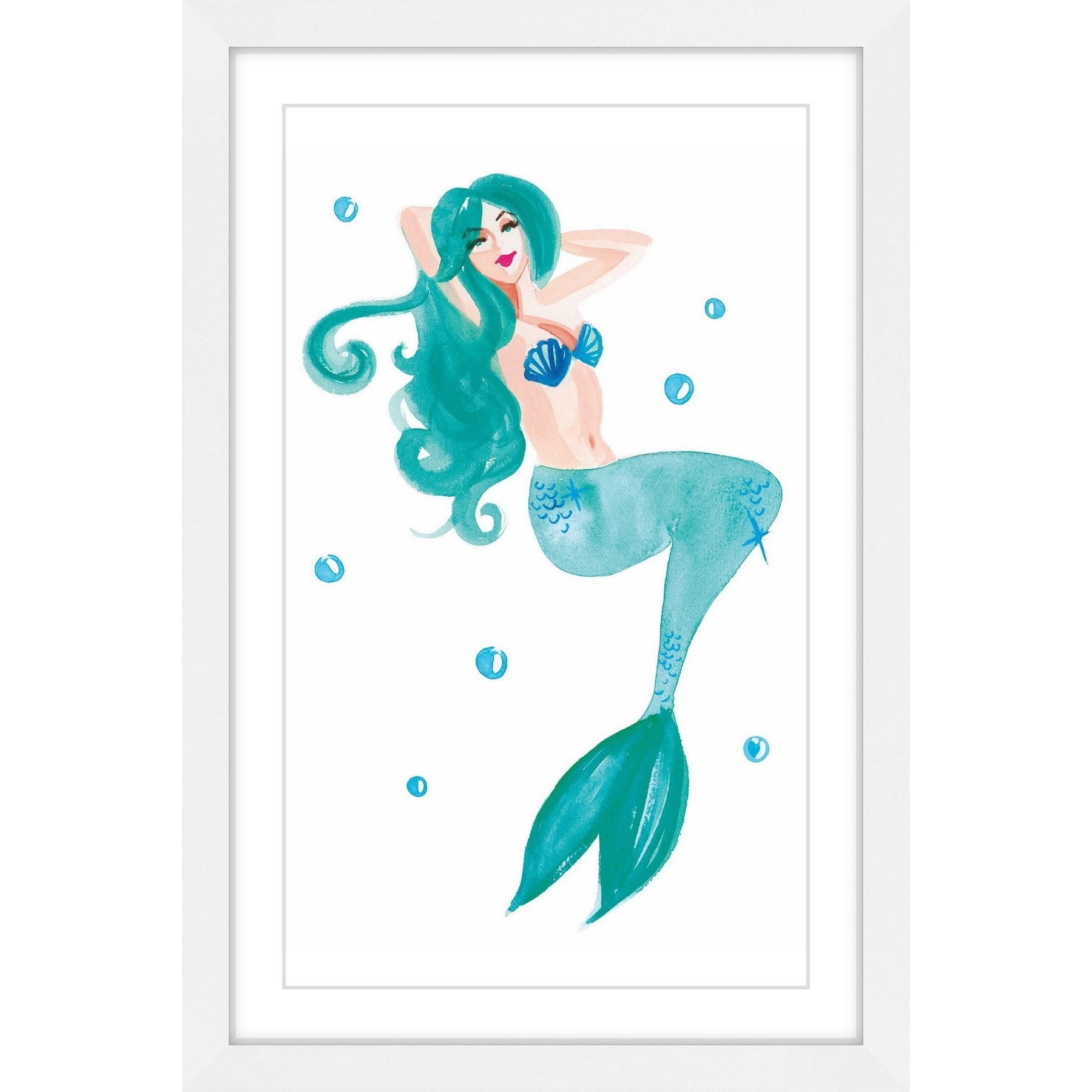 Marmont Hill "Mermaid Blue" by Molly Rosner Framed Painting Print