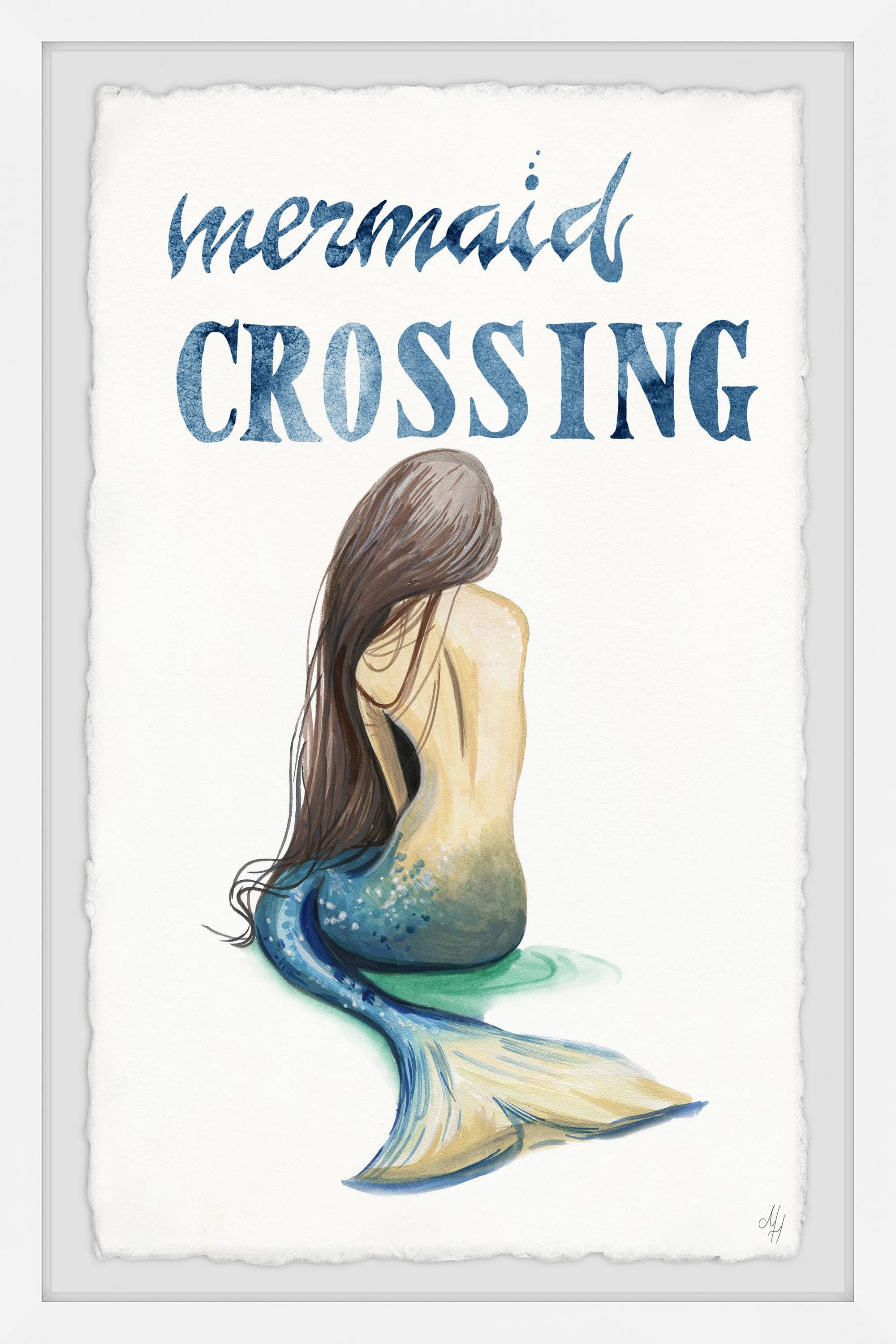 Marmont Hill Mermaid Crossing Back Framed Wall Art, 16.00" x 1.50"