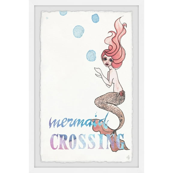 Marmont Hill Mermaid Crossing Bubbles Framed Wall Art
