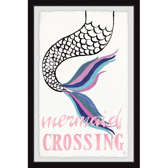 Marmont Hill Mermaid Crossing Ii Framed Wall Art, 8.00" x 1.50"