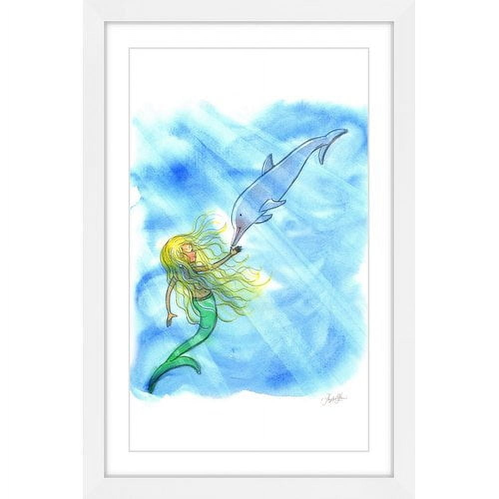 Marmont Hill "Mermaid Dolphin" by Phyllis Harris Framed Painting Print