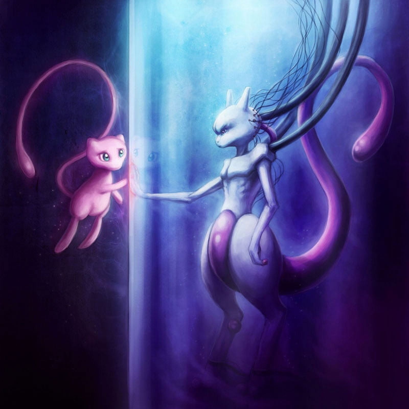 Marmont Hill "Mewtwo and Mew" Painting Print on Canvas - Walmart.com
