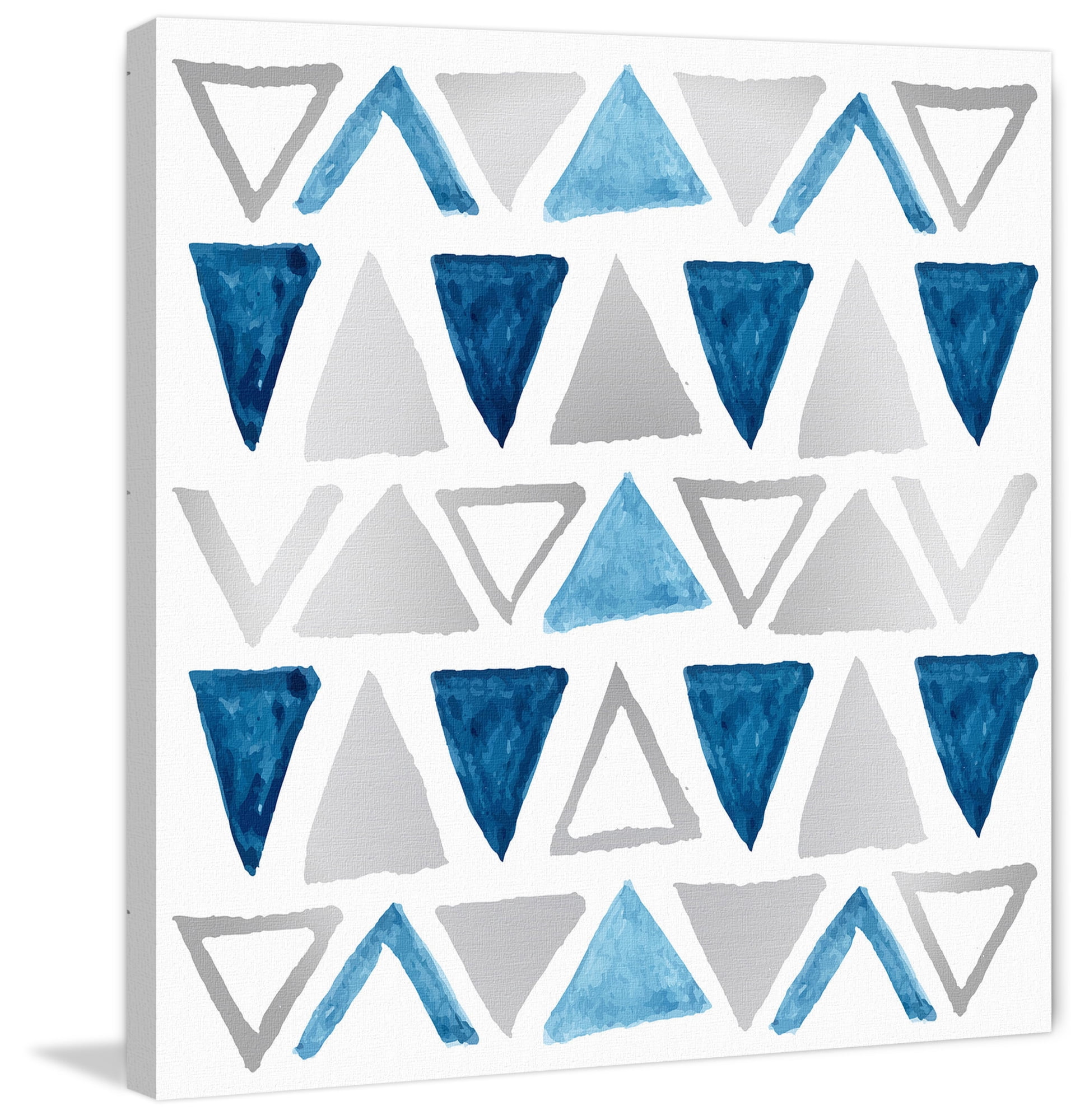 Marmont Hill Inc Marmont Hill - 'Triangle Fun' Painting Print on Wrapped Canvas - Blue