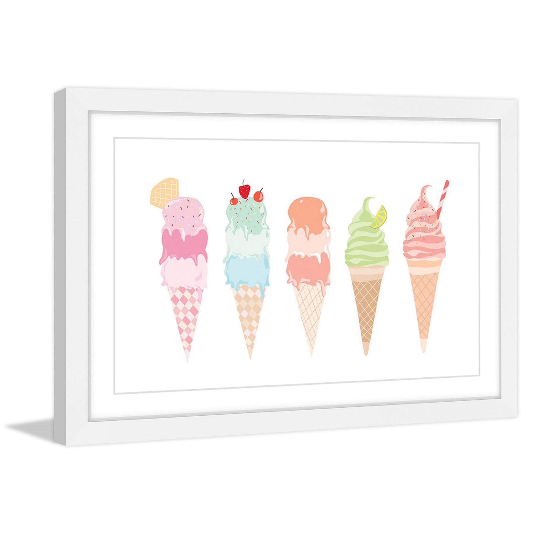 Marmont Hill Inc Marmont Hill - 'Ice Cream Cones' by Diana Alcala Framed Painting Print - Multi
