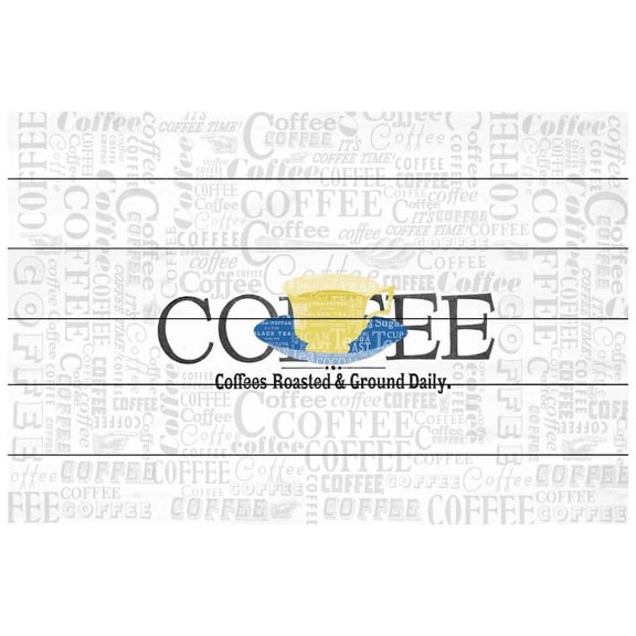 Marmont Hill Mh-Fmkit-122-Ww-45 30" X 45" "Coffee Coffee" Giclee Art Print On Wood