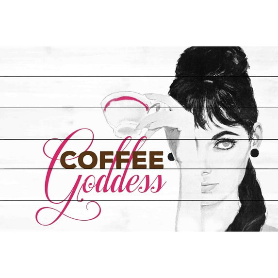 Marmont Hill Mh - Fmkit - 17 - Ww - 36, 24" x 36", "Coffee Goddess" Giclee Art Print On Wood