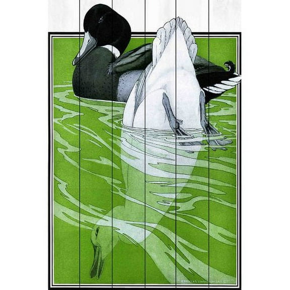 Marmont Hill Mh-Fmkit-39-Ww-36 36" X 24" "Journal Ducks" Giclee Art Print On Wood