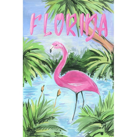 Marmont Hill Mh-Jfneib-50521-C-18 18" X 12" "Florida Flamingo Ii" Frameless Giclee