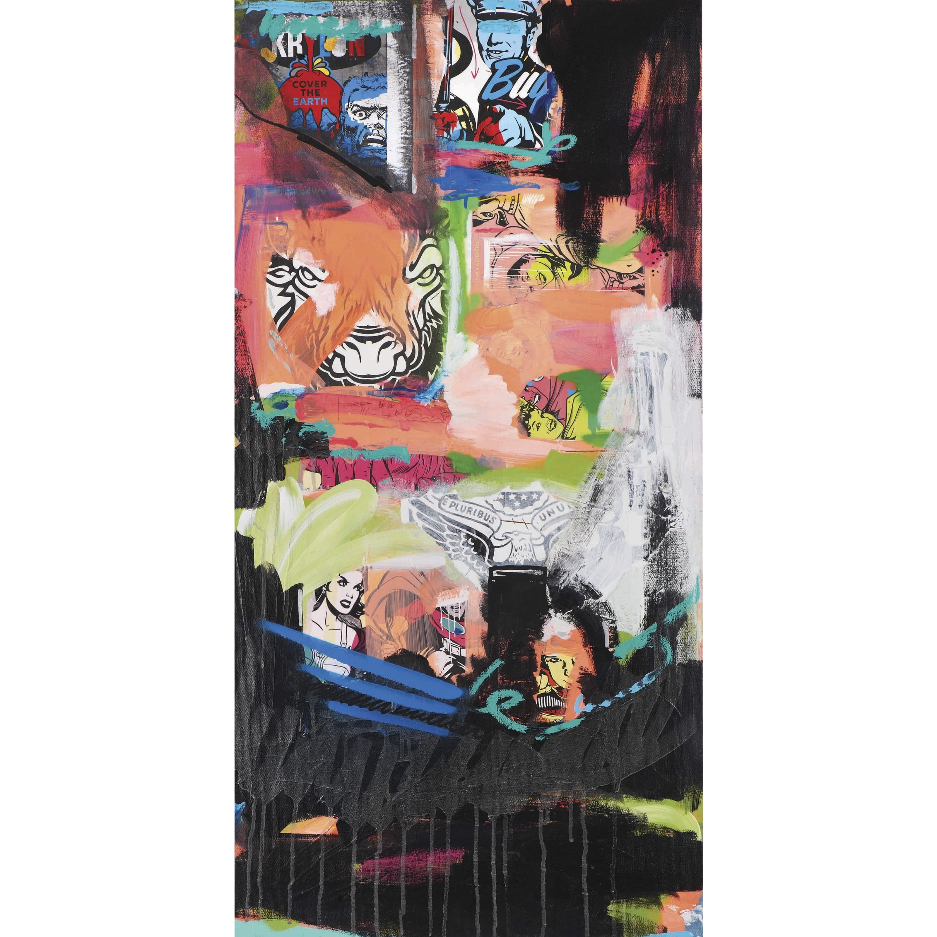 Vibrant Abstract Orange and Multicolor Canvas Wall Art