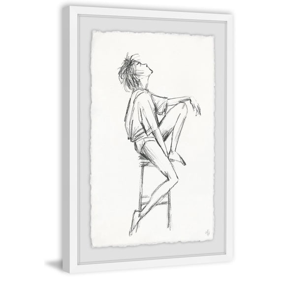 White Shirt Sketch Framed Painting Print