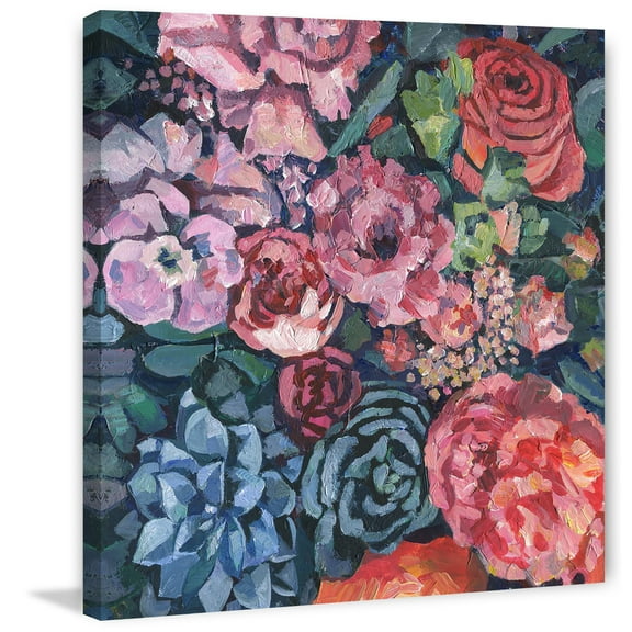 Marmont Hill Mh-Julncf-36-C-48 48" X 48" "Vibrant Floral" Frameless Giclee Painting On