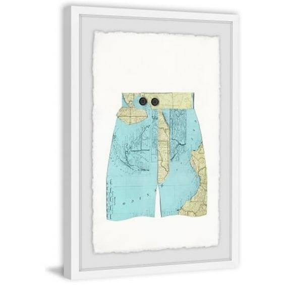 Marmont Hill Mh-Julncst-40-Wfpfl-45 45" X 30" "Map Shorts" Framed Giclee Painting On Paper