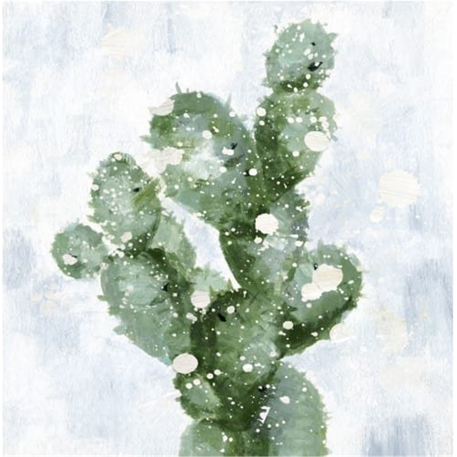 Green and White Botanical Cactus Canvas Art, 24" x 24"
