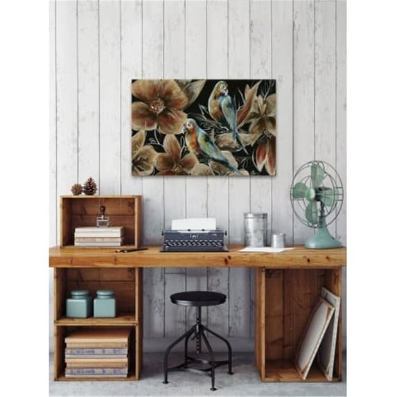 Bronzing Bird Couple I Painting Print on Wrapped Canvas