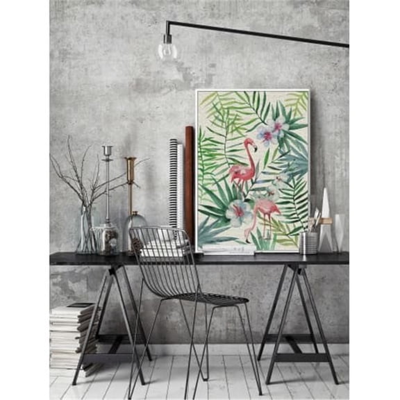 Marmont Hill Mh-Jultrop-9011-Wffdl-30 30" X 20" "Tropical Flamingos Iii" Framed Giclee