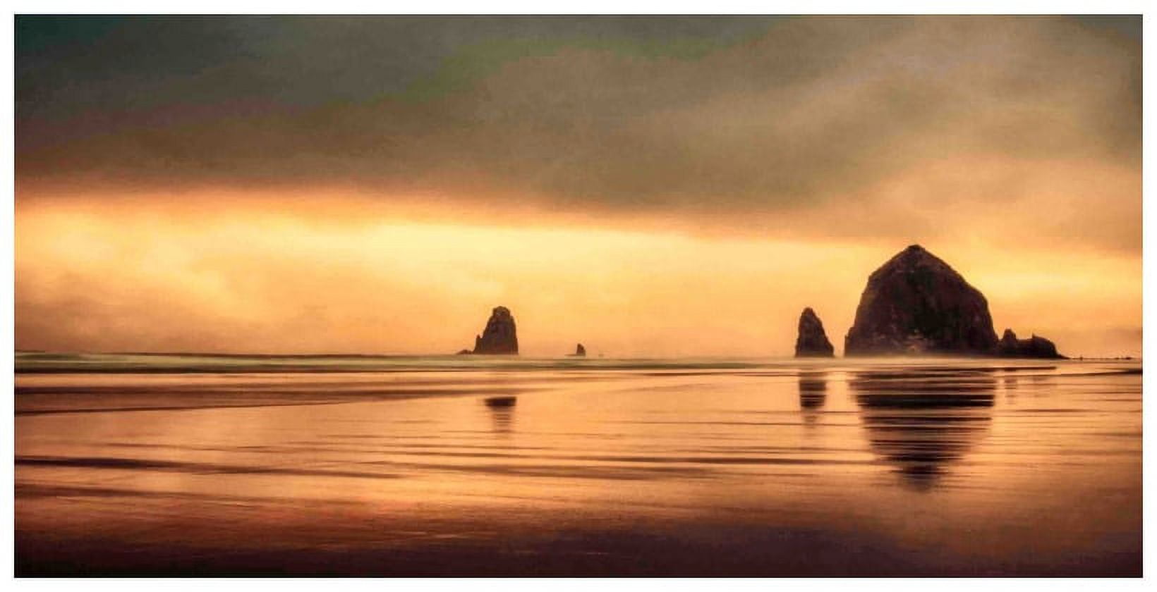 MARMONT HILL  - Handmade Haystack Sunset Painting Print on Canvas 36 x 18