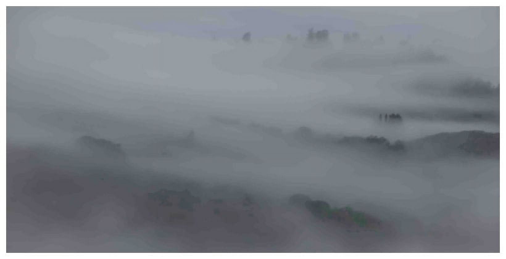 MARMONT HILL  - Handmade Peeking Through the Mist Painting Print on Canvas 36 x 18