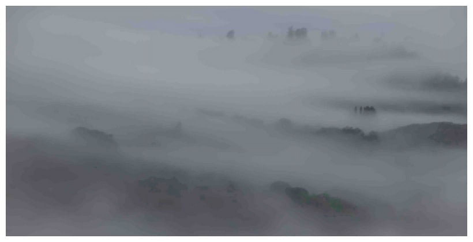 MARMONT HILL  - Handmade Peeking Through the Mist Painting Print on Canvas 45 x 22.5
