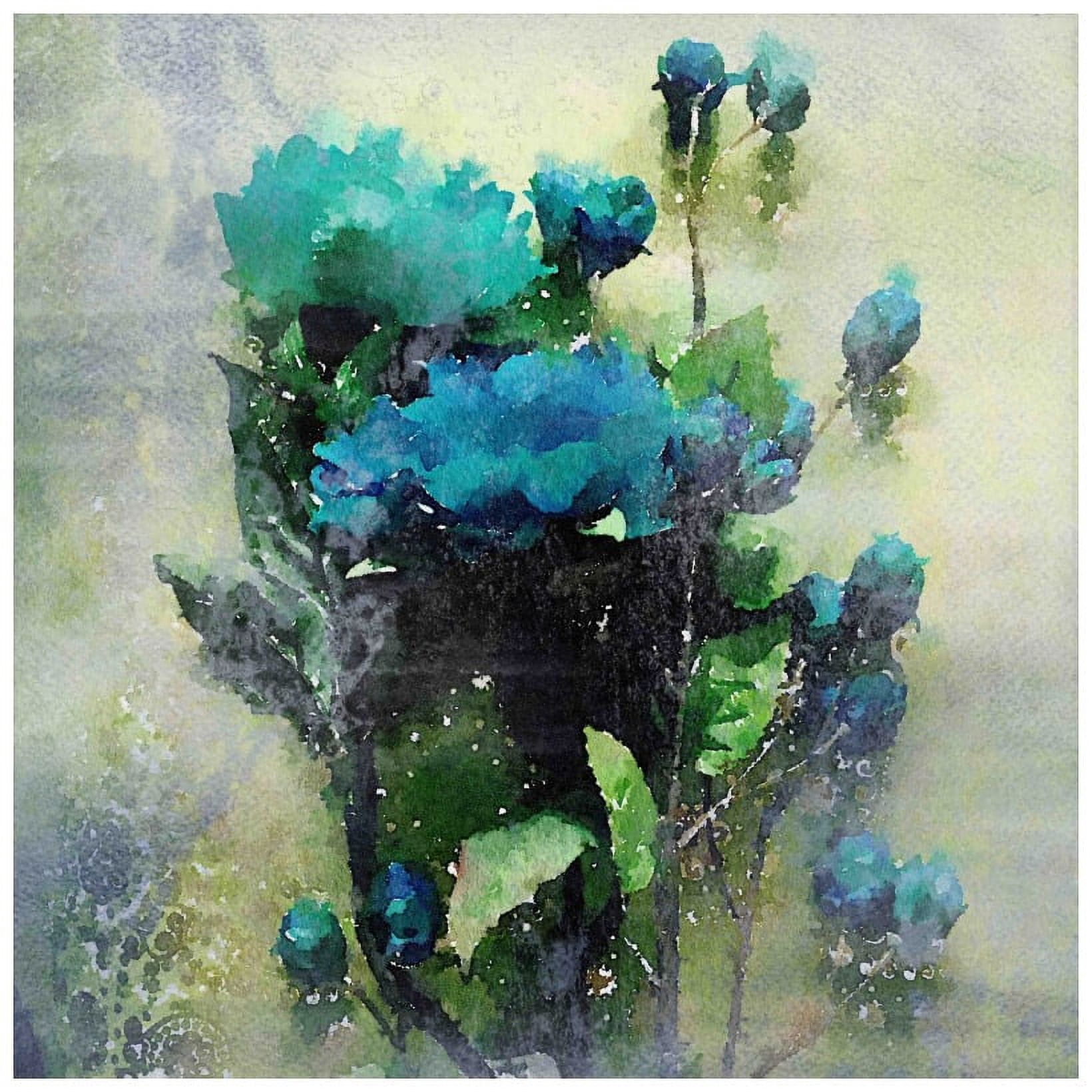 Marmont Hill - "Blue Garden Bloom" by Irena Orlov Painting Print on Wrapped Canvas