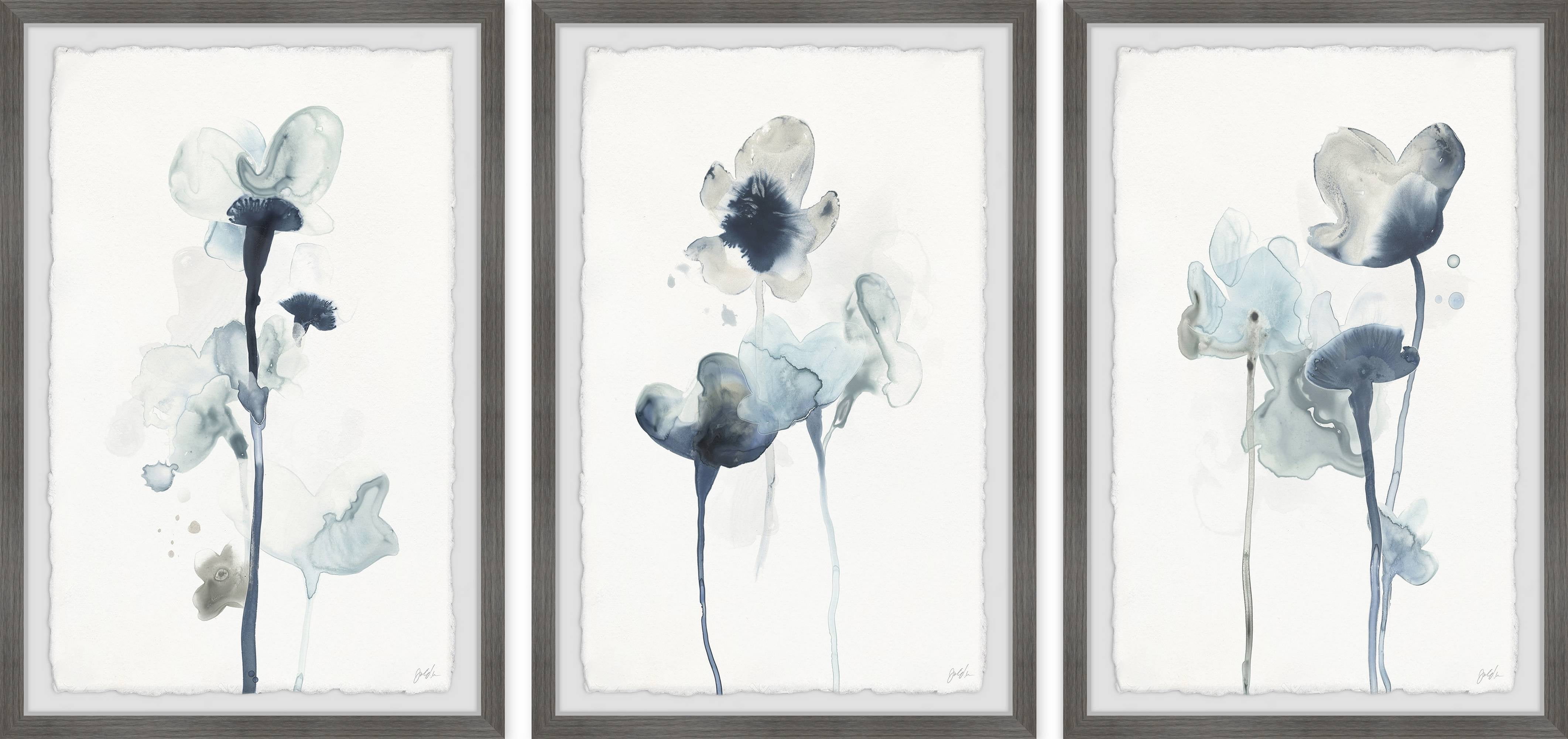 Marmont Hill Midnight Blossoms Iv Triptych, Art Prints, 72.00" x 1.50"