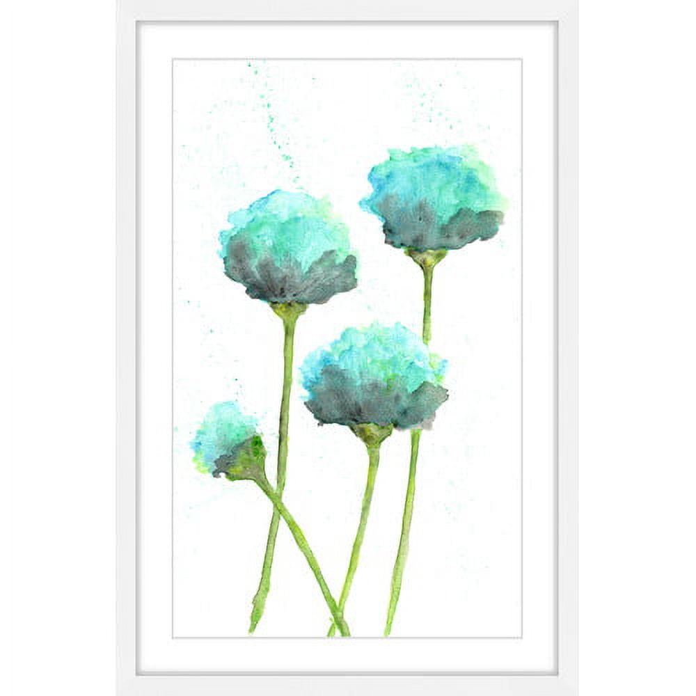 Marmont Hill "Mint Blue Poppies" by Thimble Sparrow Framed Painting Print