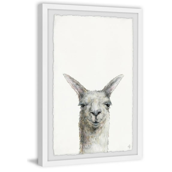 Marmont Hill Mischievous Llama Framed Wall Art, 8.00" x 1.50"