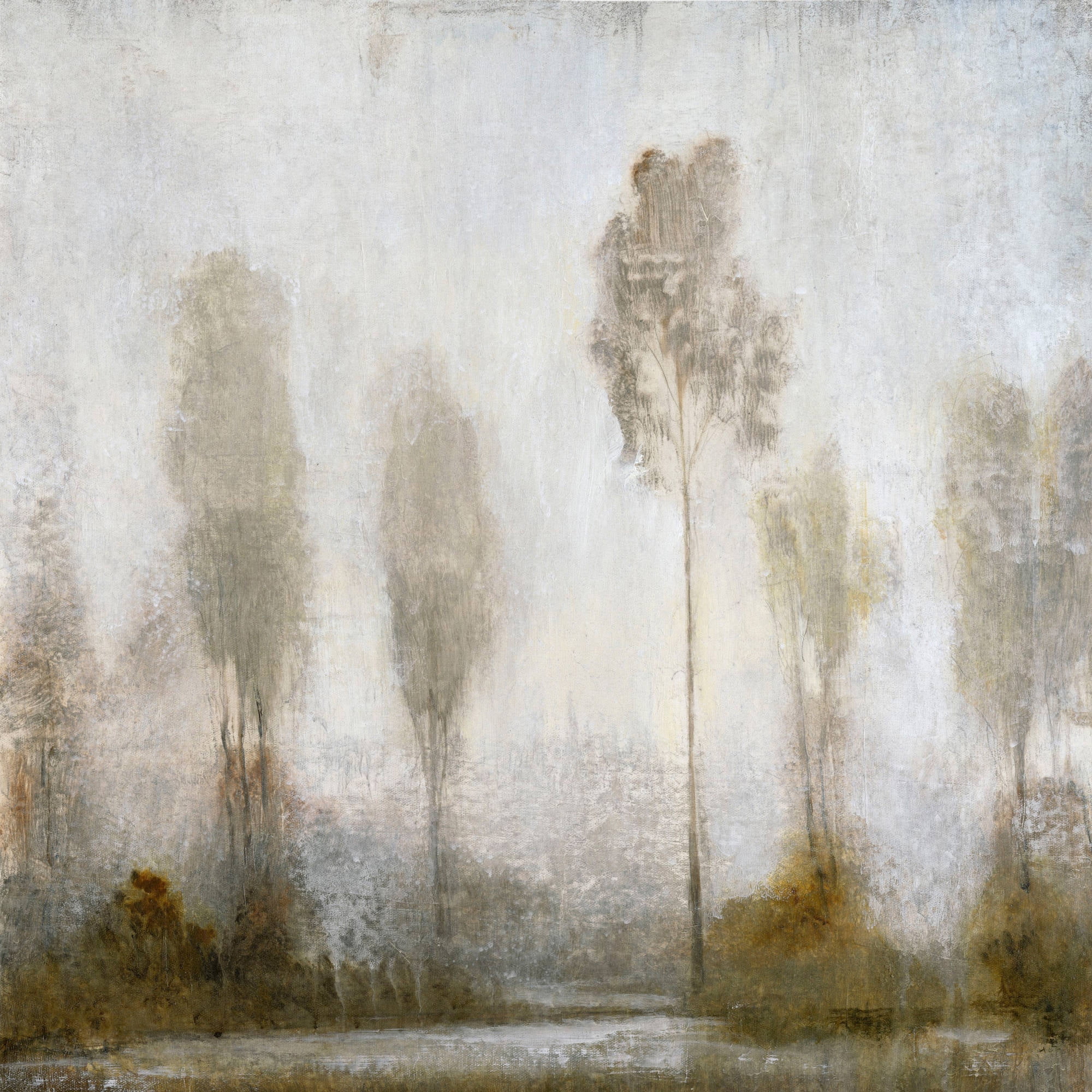 Misty Marsh II 26" x 26" Blue and Green Canvas Art