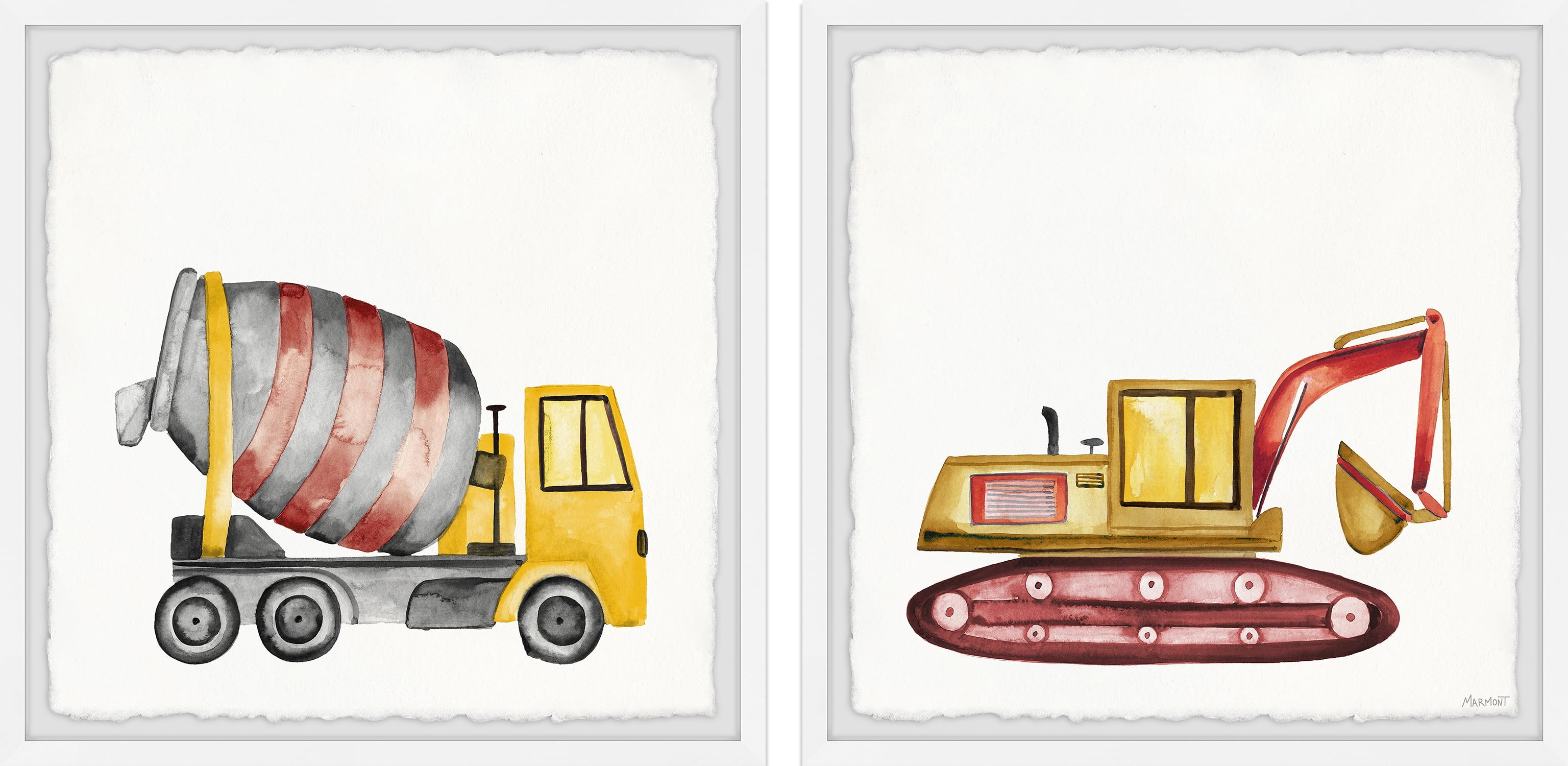 Marmont Hill Mixer Truck and Excavator Diptych