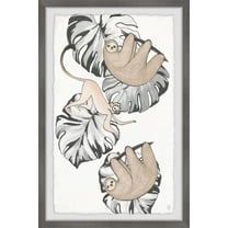 Marmont Hill Monkey And Sloths Palms Framed Wall Art, 8.00" x 1.50"